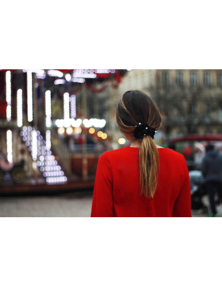 Black Karly scrunchie with pearly beads