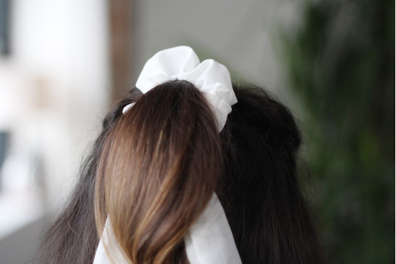 Chouchou Ruban Lizy Blanc