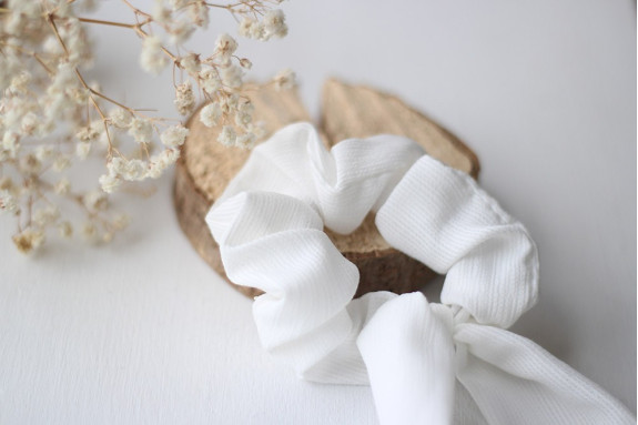 Chouchou Ruban Lizy Blanc