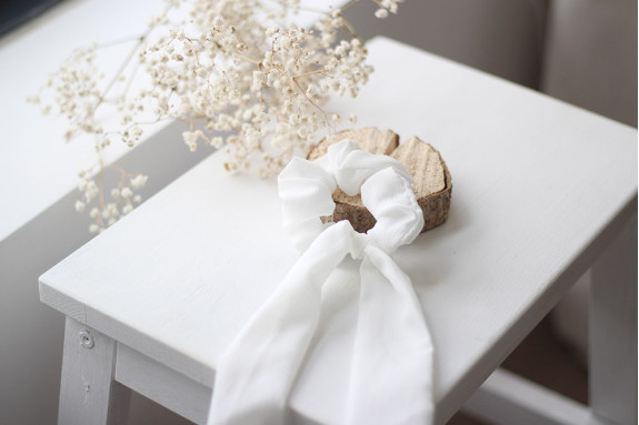 Chouchou Ruban Lizy Blanc