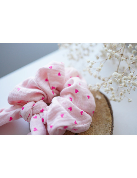 Chouchou Ruban Lucia Cœurs Roses