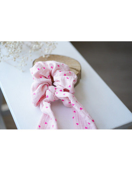 Chouchou Ruban Lucia Cœurs Roses