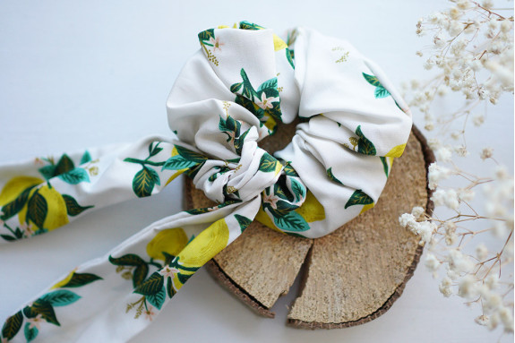 Chouchou Ruban Nino motif citrons