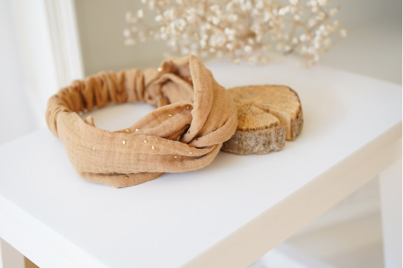 headband Lina Camel et gold