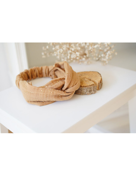 headband Lina Camel et gold