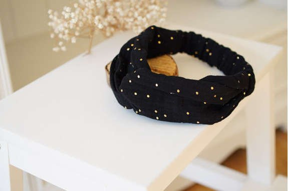 headband Lina Noir et gold