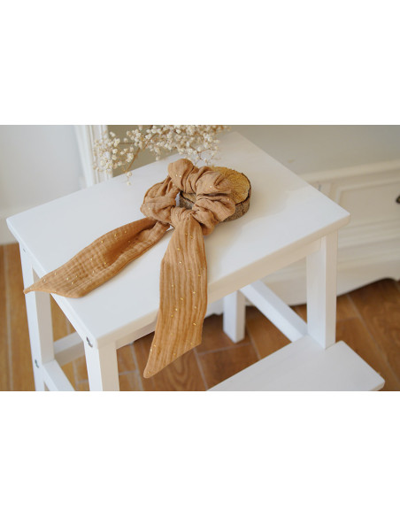 scrunchie Ruban Lina Camel et gold