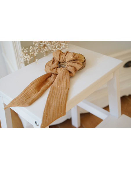 scrunchie Ruban Lina Camel et gold