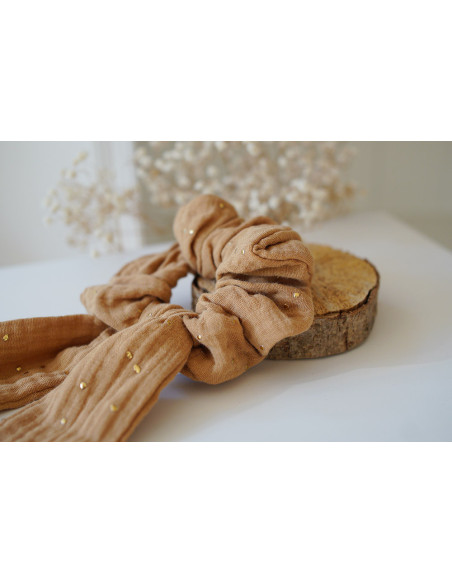 scrunchie Ruban Lina Camel et gold