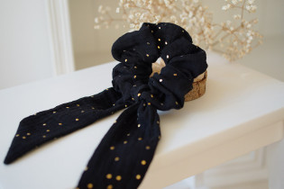 scrunchie Ruban Lina Noir et gold