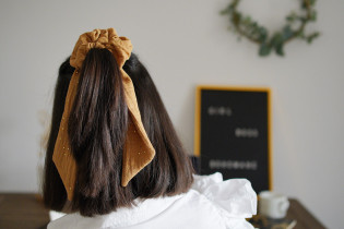 scrunchie Ruban Lina Camel et gold 2
