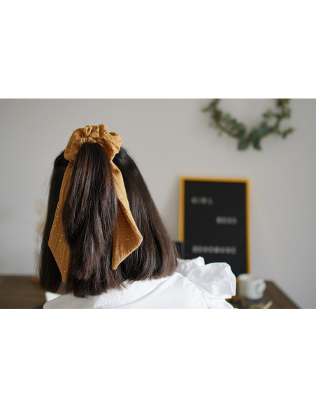 scrunchie Ruban Lina Camel et gold