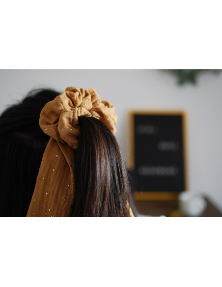 Chouchou Ruban Lina Camel et Doré