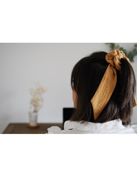 scrunchie Ruban Lina Camel et gold