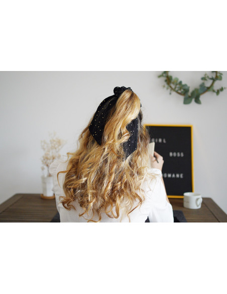 scrunchie Ruban Lina Noir et gold