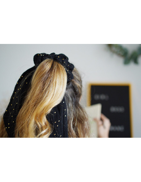 scrunchie Ruban Lina Noir et gold