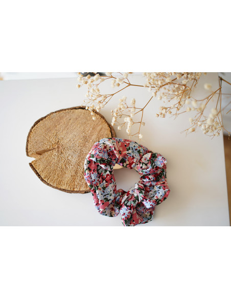 scrunchie Aline Fleuri Rose