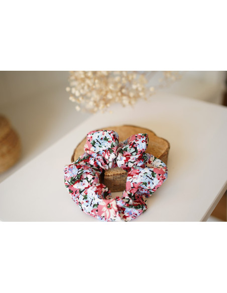 scrunchie Aline Fleuri Rose