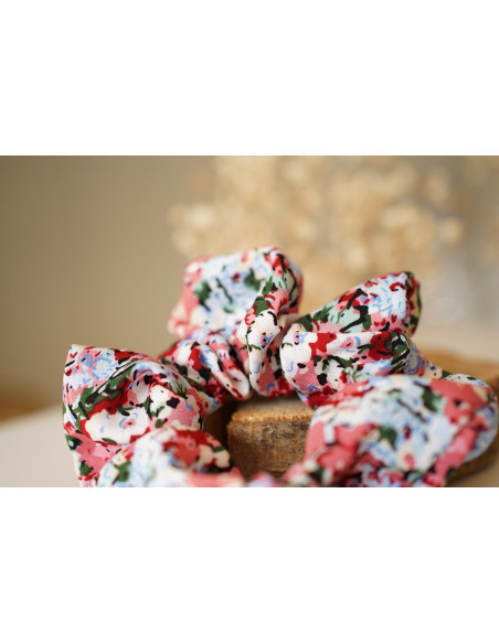 scrunchie Aline Fleuri Rose