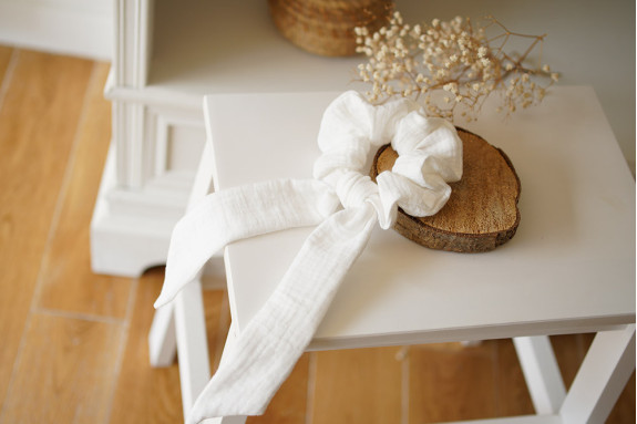 scrunchie Ruban Catherine Blanc