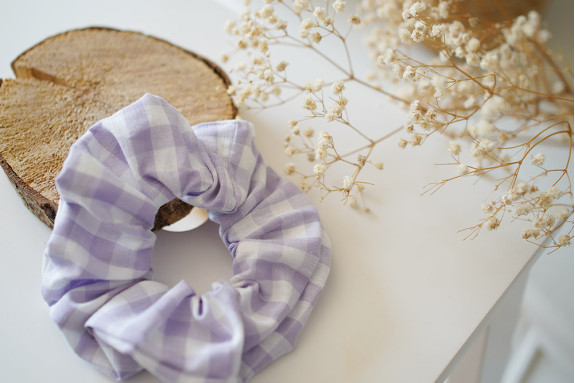 scrunchie Jean Vichy Lilas