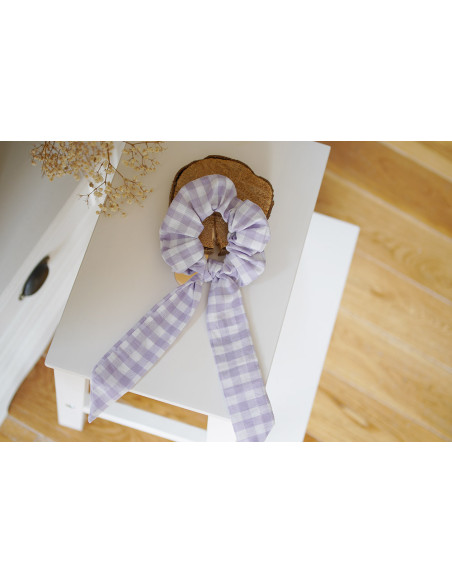 scrunchie Ruban Jean Vichy Lilas