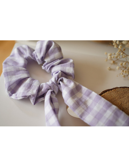 scrunchie Ruban Jean Vichy Lilas