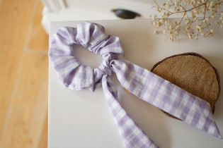 scrunchie Ruban Jean Vichy Lilas