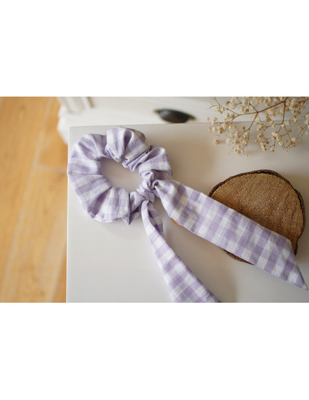 scrunchie Ruban Jean Vichy Lilas