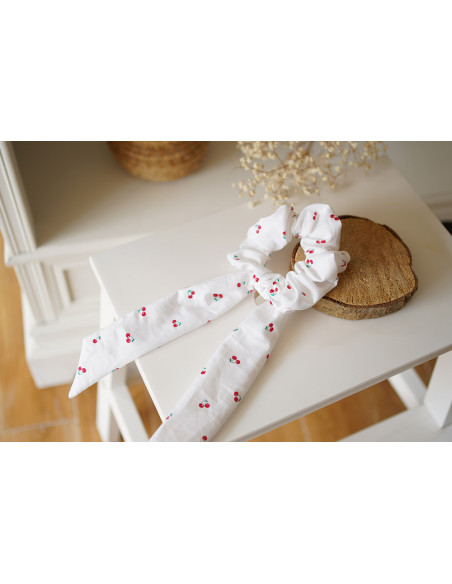Chouchou Ruban Cerise Rouge et Blanc