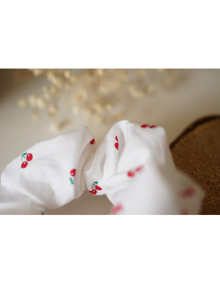 Chouchou Ruban Cerise Rouge et Blanc