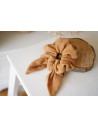 scrunchie bow Ivy Camel with gold polka dots