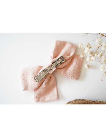 Barrette Irène Petit Noeud Rose Pâle