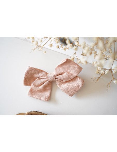 Barrette Irène Petit Noeud Rose Pâle