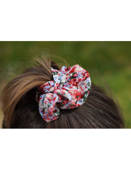 scrunchie Aline Fleuri Rose