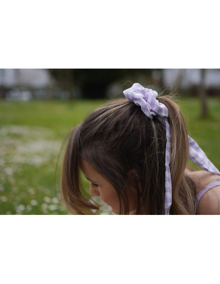 scrunchie Ruban Jean Vichy Lilas