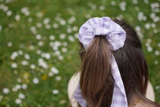 scrunchie Ruban Jean Vichy Lilas 2