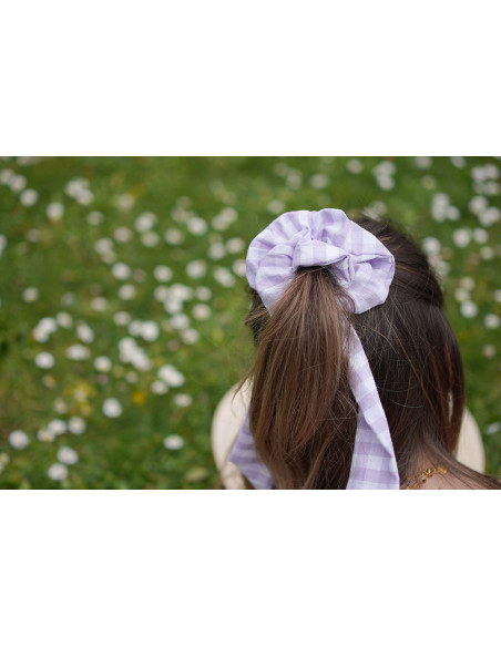 scrunchie Ruban Jean Vichy Lilas