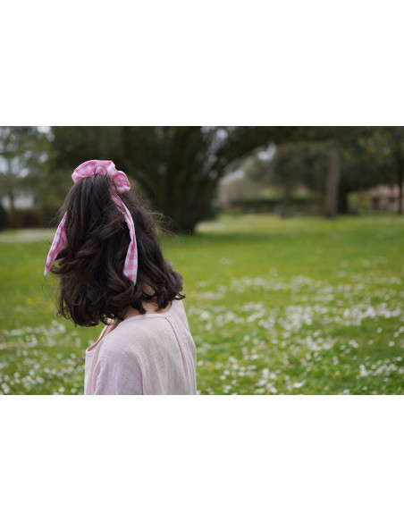 scrunchie Ruban Jean Vichy Rose