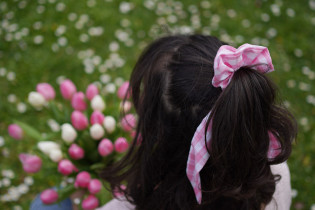 scrunchie Ruban Jean Vichy Rose 2