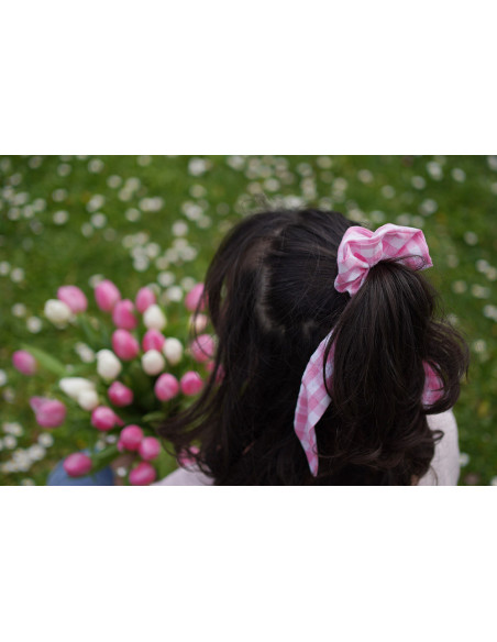 scrunchie Ruban Jean Vichy Rose