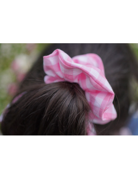 scrunchie Ruban Jean Vichy Rose