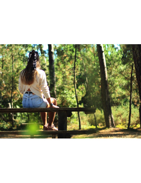 Foulard Alice Noir à fleurs