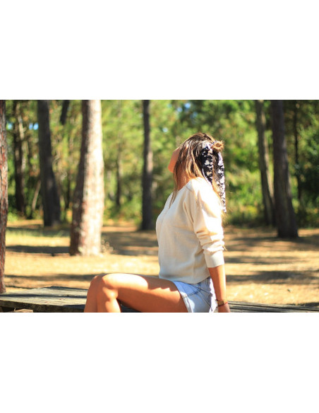 Foulard Alice Noir à fleurs