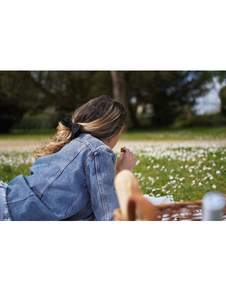 Chouchou Noeud Ivy Noir à pois dorés