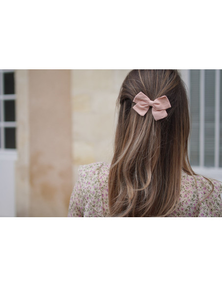 Barrette Irène Petit Noeud Rose Pâle