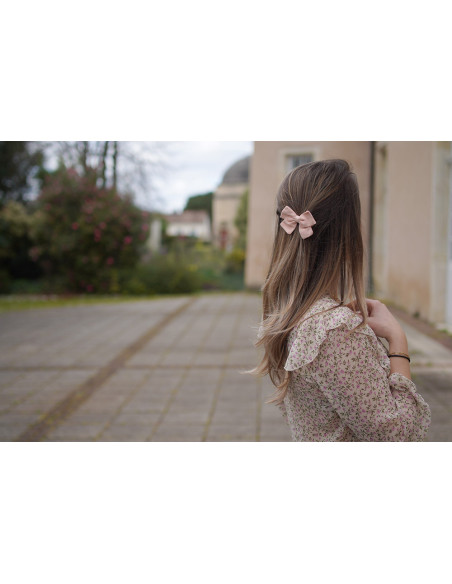 Barrette Irène Petit Noeud Rose Pâle