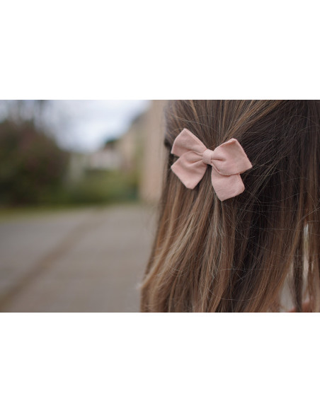 Barrette Irène Petit Noeud Rose Pâle