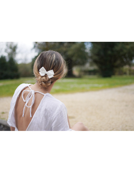 Barrette Irène Petit Noeud Blanc
