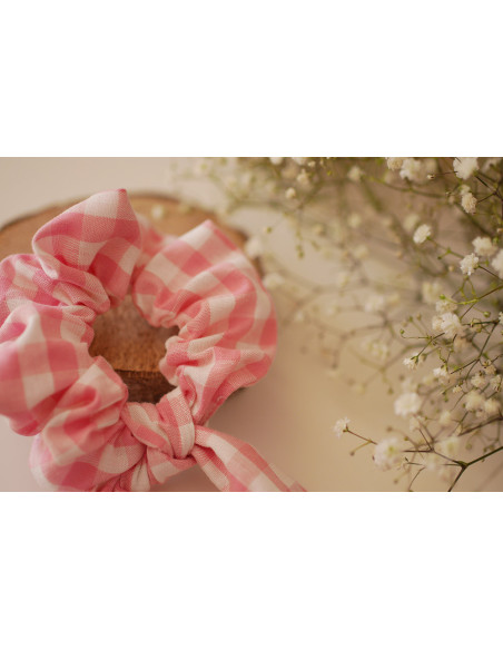 scrunchie Ruban Jean Vichy Rose